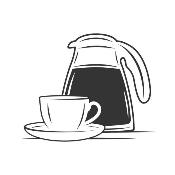 Кофеварка Чашка Кофе Простом Стиле Изолированы Белом Фоне Векторная Иллюстрация — стоковый вектор