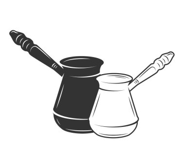 Türk kahveleri beyaz arka planda izole edilmiş. Vektör illüstrasyonu