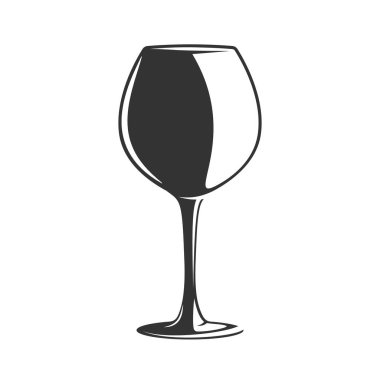 Beyaz arka planda izole edilmiş şarap kadehi. Vektör illüstrasyonu