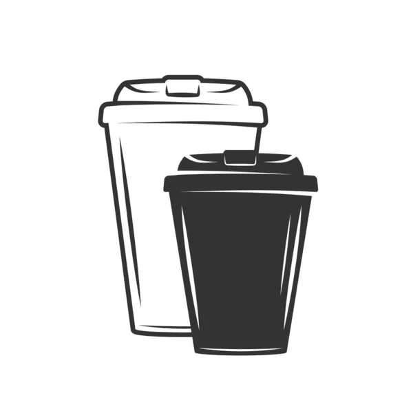 Kubki Kawy Izolowane Białym Tle Kawa Wynos Ilustracja Wektora — Wektor stockowy