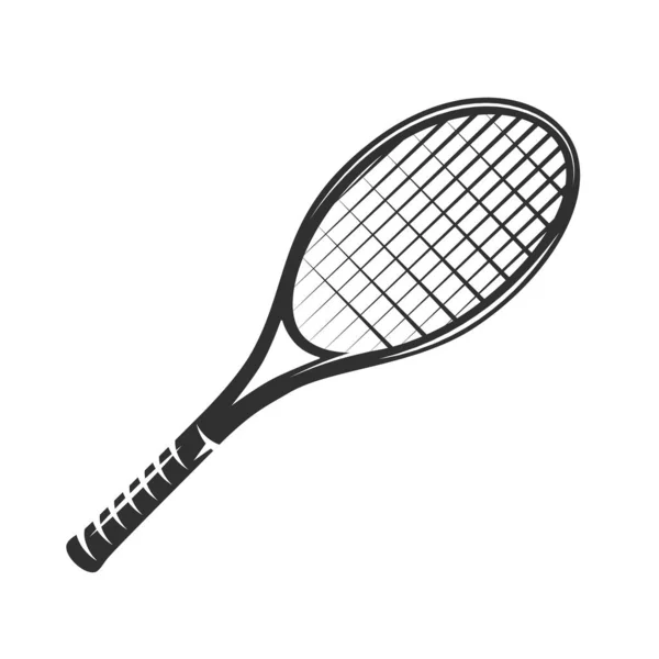 Raqueta Tenis Césped Aislada Sobre Fondo Blanco Ilustración Vectorial — Archivo Imágenes Vectoriales