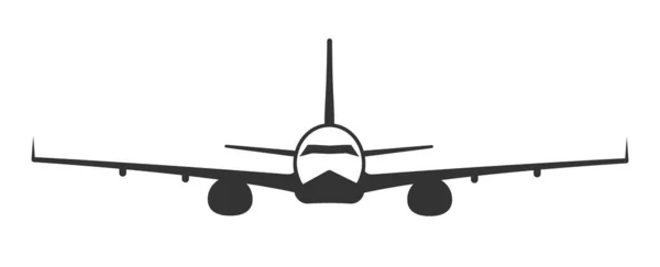 白い背景に隔離されたシンプルなスタイルのフロントビューで飛行機 ベクターイラスト — ストックベクタ