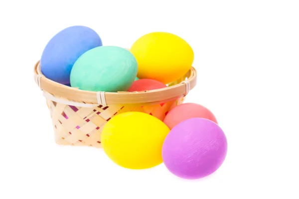 Basket with Easter eggs — Stock Photo, Image