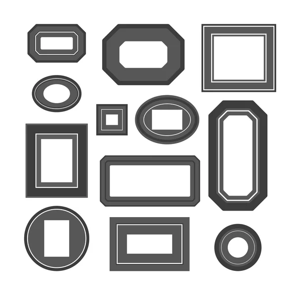 Conjunto de marcos en blanco y negro — Vector de stock