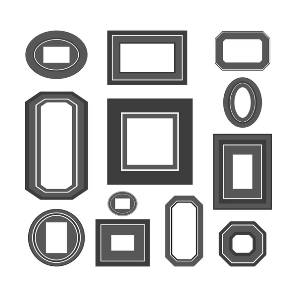 Conjunto de marcos en blanco y negro — Vector de stock