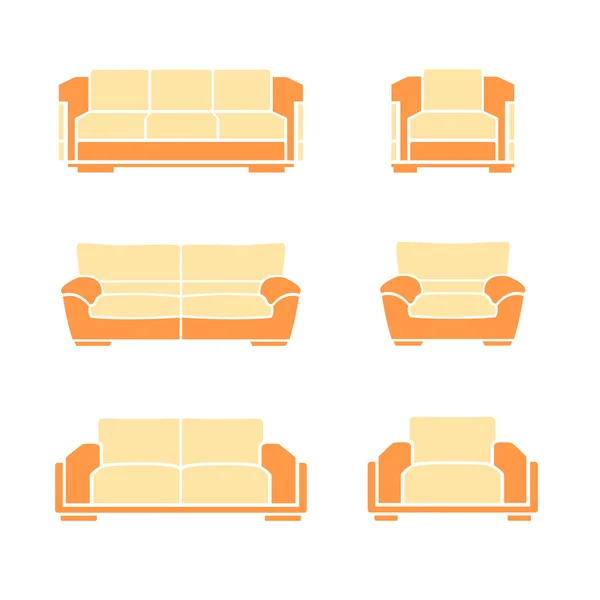 ソファや肘掛け椅子のセット — ストックベクタ