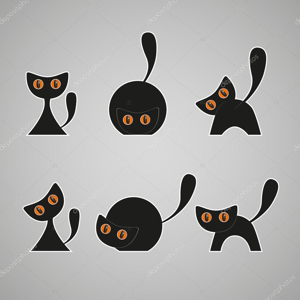 Set of black cats Stock Vector by ©Shabanov_Sergey 64470011