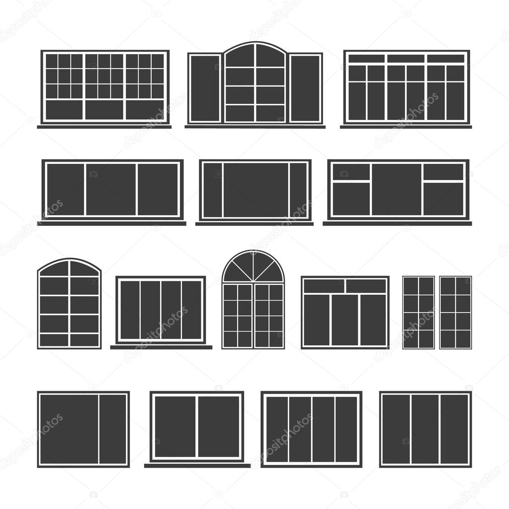 Set of silhouettes windows