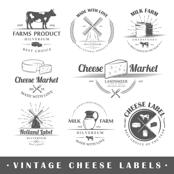 Conjunto de rótulos vintage queijo — Vetor de Stock