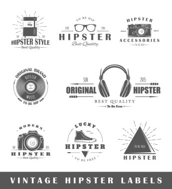 Vintage Hipster etiket kümesi