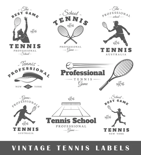 ビンテージ テニス ラベルのセット — ストックベクタ