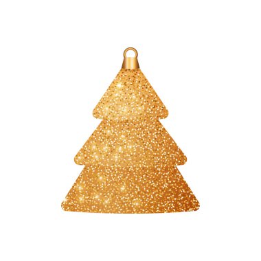 Beyaz arka planda parlayan bir Noel ağacı oyuncağı. Işık efektli ve ışıltılı lüks gerçekçi Noel ağacı oyuncağı. Vektör illüstrasyonu