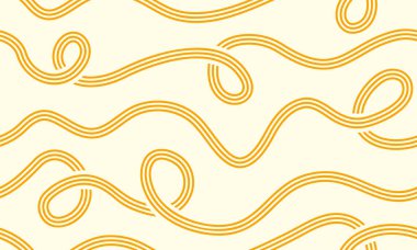 İtalyan spagetti ve makarnadan oluşan soyut, kusursuz bir arka plan. Restoran menüsü için sarı erişte dokusu, mutfak posteri, mutfak dekorasyonu veya yaratıcı ambalaj tasarımı. Vektör illüstrasyonu