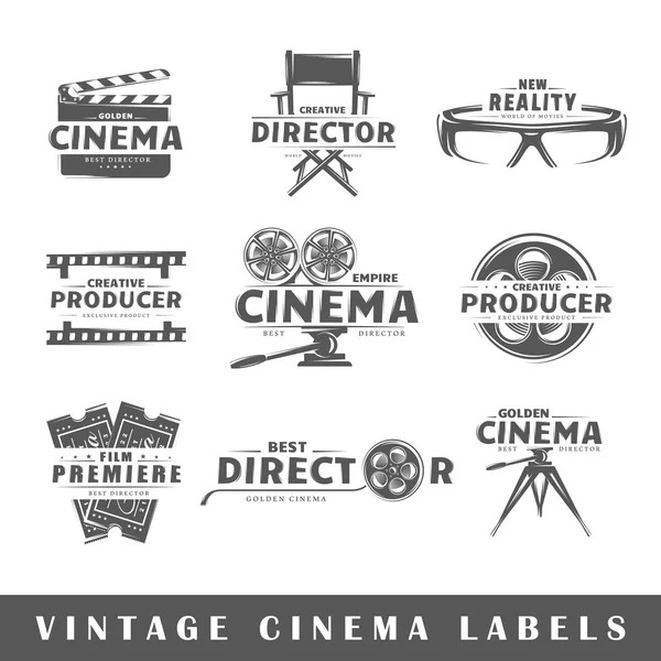 Sada štítků: vintage kino — Stockový vektor
