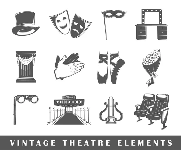 Conjunto de elementos del teatro — Vector de stock