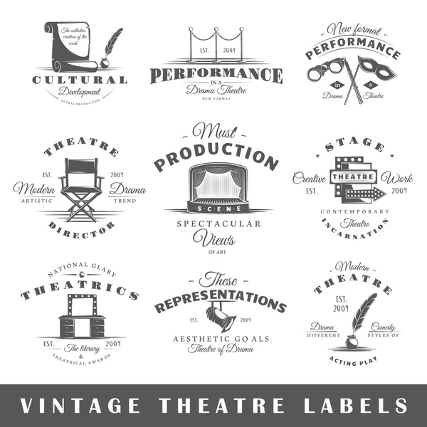 Conjunto de etiquetas de teatro vintage —  Vetores de Stock