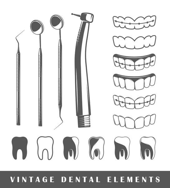 Conjunto de elementos del dentista — Vector de stock