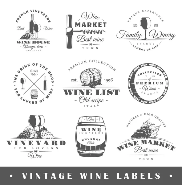 Conjunto de etiquetas de vino vintage — Vector de stock