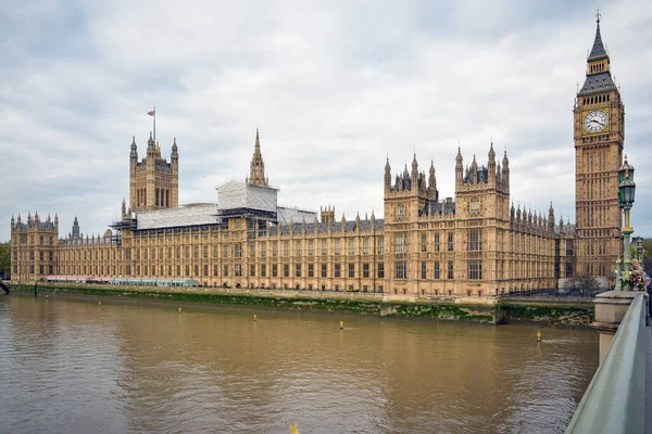 Panoramautsikt Över Themsen Och Westminsterpalatset Med Big Ben Från Westminsterbron — Stockfoto