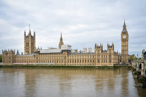 Panoramatická Krajina Řeky Temže Westminsterského Paláce Velkým Benem Westminsterského Mostu — Stock fotografie