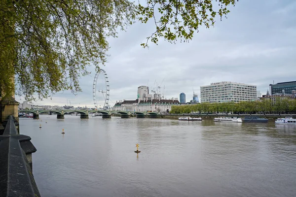 Londra Öğleden Sonra Şehir Manzarası Londra Gözü Belediye Binası Parlamento — Stok fotoğraf