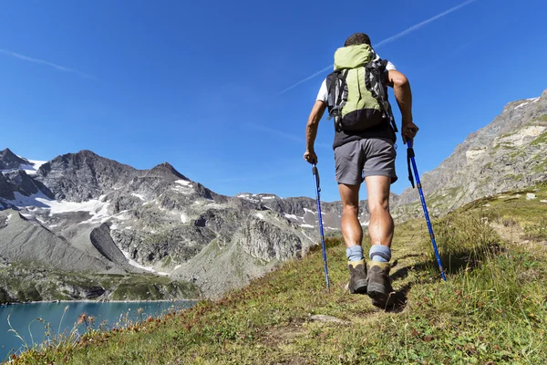 Trekking nos Alpes — Fotografia de Stock