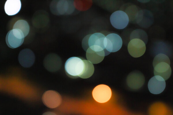 Boken effect,blurred lights of night cityscape