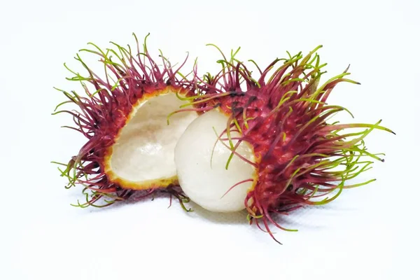 Rambutan Een Witte Achtergrond — Stockfoto