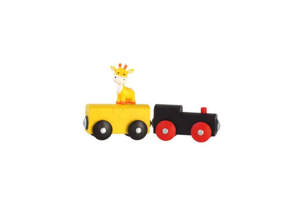 Trem de brinquedo com girafa . — Fotografia de Stock