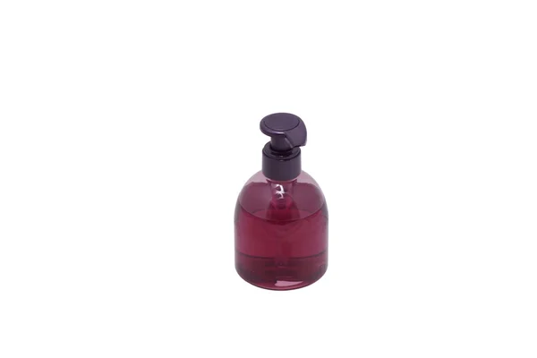 Purple bottle for liquid soap from a dispenser. — Stock Photo, Image