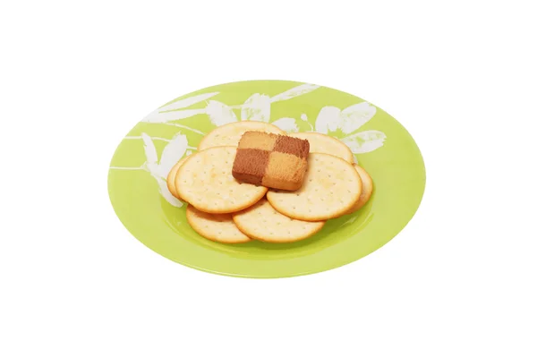 Cookies in the green plate. — Stock Photo, Image