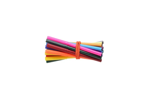 Marcatori e matite di elastici incollati . — Foto Stock