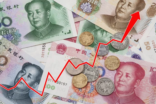 Graph showing the rise of the Chinese Yuan — Stock Photo, Image