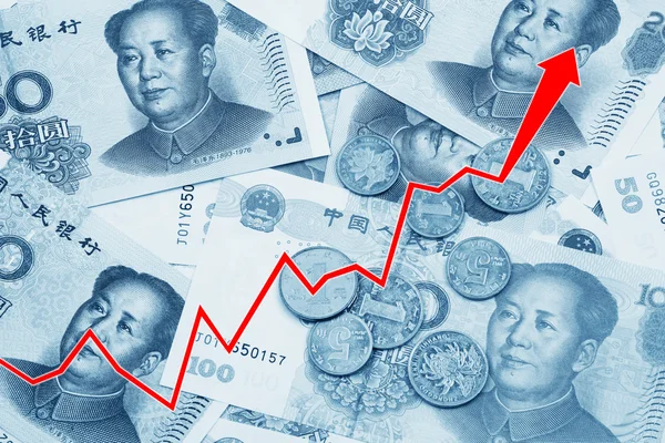 Gráfico mostrando a ascensão do Yuan chinês — Fotografia de Stock