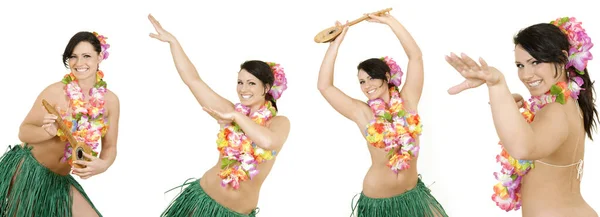 Caucasian Teenager Pretending Hula Dancer — Stock Photo, Image