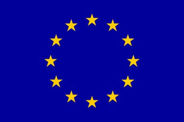 The official flag of the European Union in both sze and color.