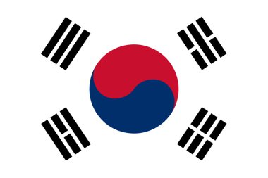 The Republic of Korea also known as South Korea official flag in both color and proportions, also known as the Taegeukgi clipart