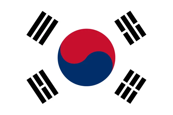 La República de Corea también conocida como bandera oficial de Corea del Sur en color y proporciones, también conocida como Taegeukgi — Vector de stock