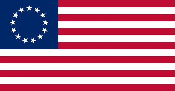 A Besty Ross Bandeira dos Estados Unidos da América feita para governar especificações em cores e proporções — Vetor de Stock