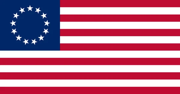 A Besty Ross Bandeira dos Estados Unidos da América feita para governar especificações em cores e proporções —  Vetores de Stock