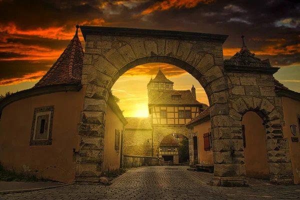 Rothenburg Der Tauber Güzel Eski Bir Kasaba — Stok fotoğraf