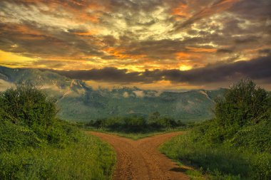 Tsavo Doğu Ulusal Parkı, Tsavo Batı ve Amboseli 'de gün batımı ve gündoğumu