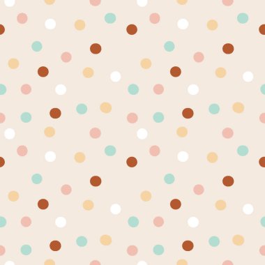 Yuvarlak şekilli vektörsüz desen. Renkli konfeti festivali parti tasarımı. El çizimi boho geometrik soyut polka çocuksu bir arka plan. Çember şekilli İskandinav el çizimleri