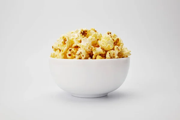 Popcorn White Plate Isolate White Background — Stock Photo, Image