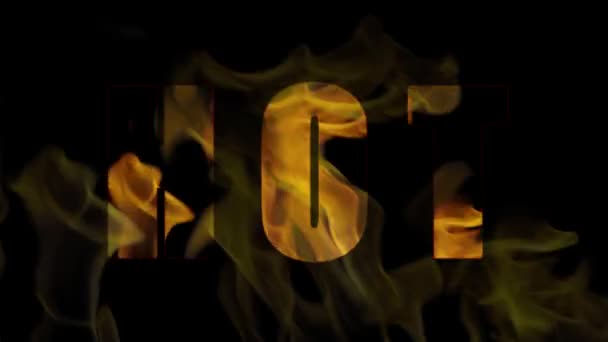 Membakar Hot Teks Flame Teks Animasi Kata Hot Membakar Pada — Stok Video