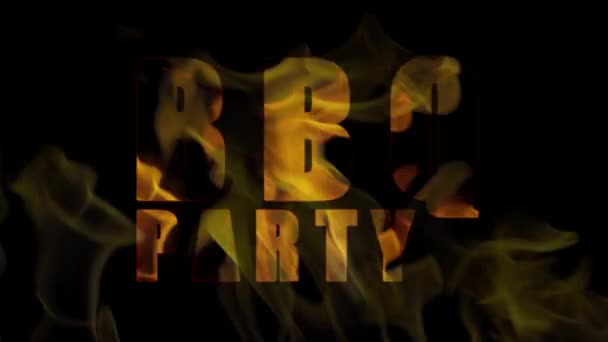 Paląc Bbq Party Tekst Płomieniach Tekst Animacja Płonie Ogniu Tekst — Wideo stockowe