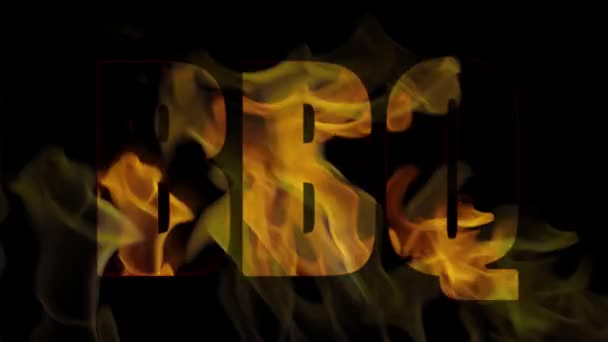 Bbq Yazısını Alevle Yakıyor Kara Arkaplanda Ateş Metni Barbekü Fikri — Stok video