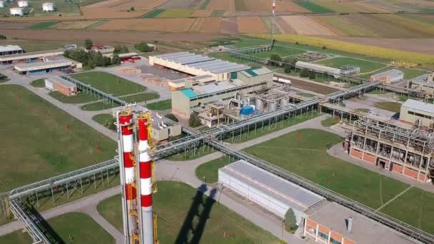 Impianto Lavorazione Del Gas Naturale Drone Punto Vista Impianto Petrolchimico — Video Stock