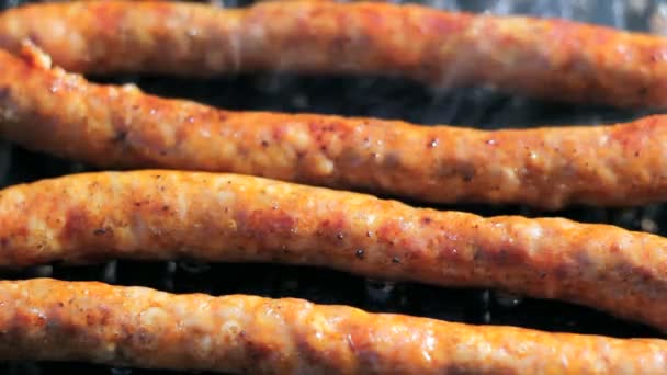 Saucisses sur barbecue Grill — Video