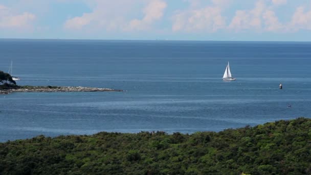 Segelbåt på en Deep Blue Sea — Stockvideo